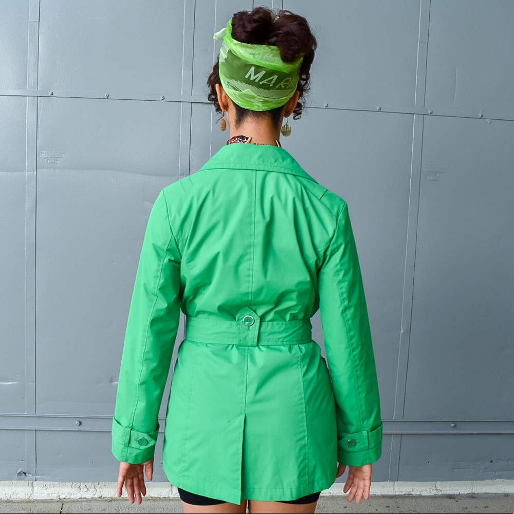 Faded Glory Green Trench Coat sz M - Picture 13 of 15